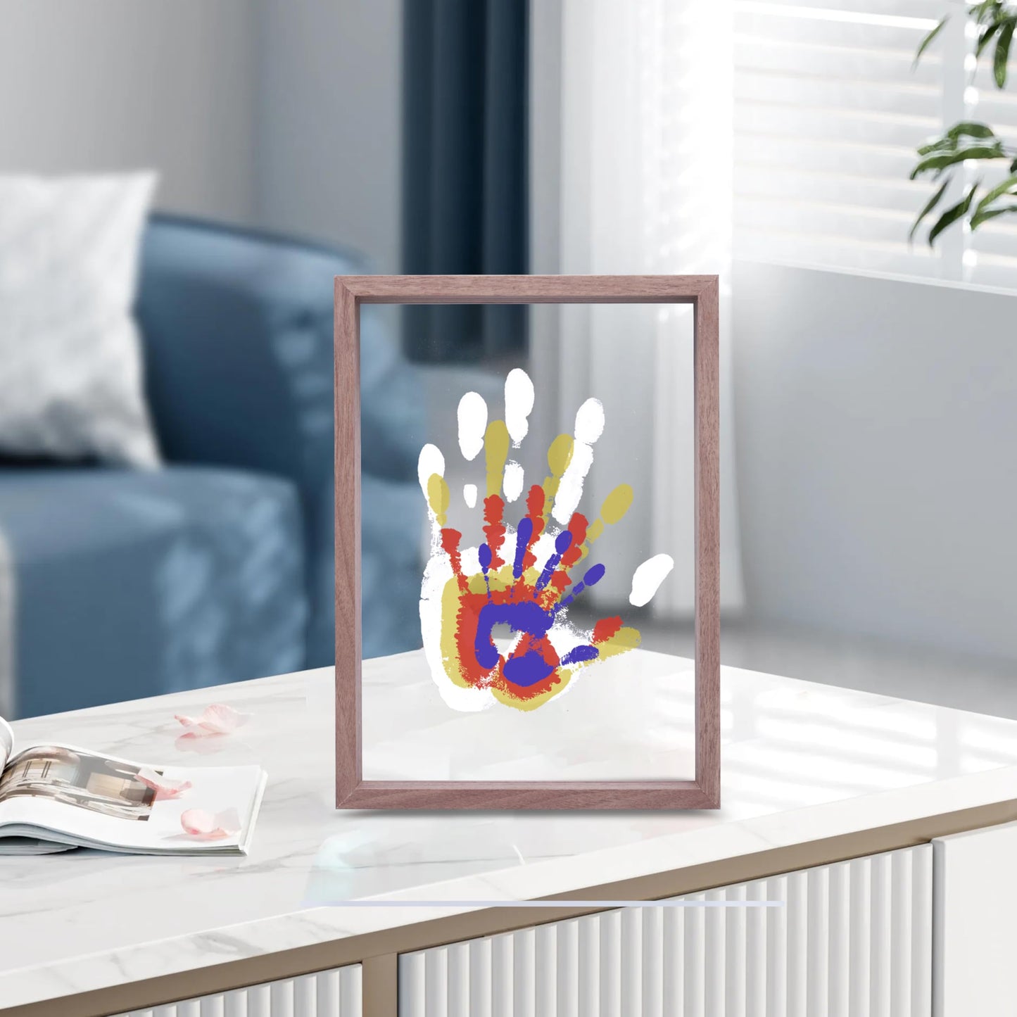 CHERRY CHEERS Family Handprint Kit, DIY Craft Keepsake Wooden Frame, Endless Gift Set, Non-Toxic Paints, Transparent Sheets (Bro