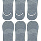 Queery Men Solid No Show Cotton Loafer Socks (Light Gray, Pack Of 6 Pairs)