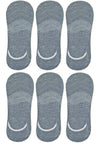 Queery Men Solid No Show Cotton Loafer Socks (Light Gray, Pack Of 6 Pairs)