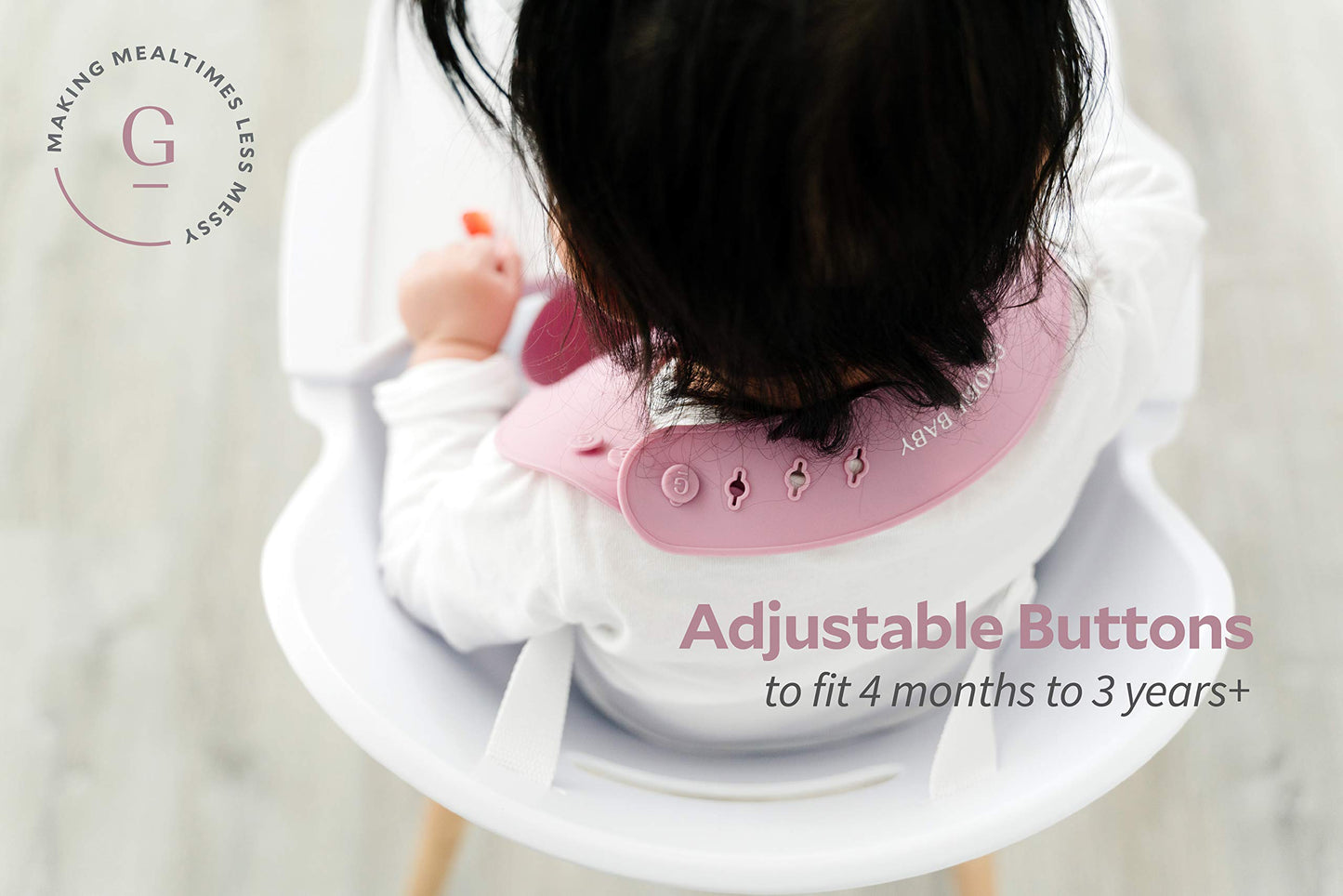 Goobie Baby Silicone Baby Bib With Food Catcher - Adjustable Waterproof Feeding Bib For Babies & Toddlers 4 To 36 Months For Gir
