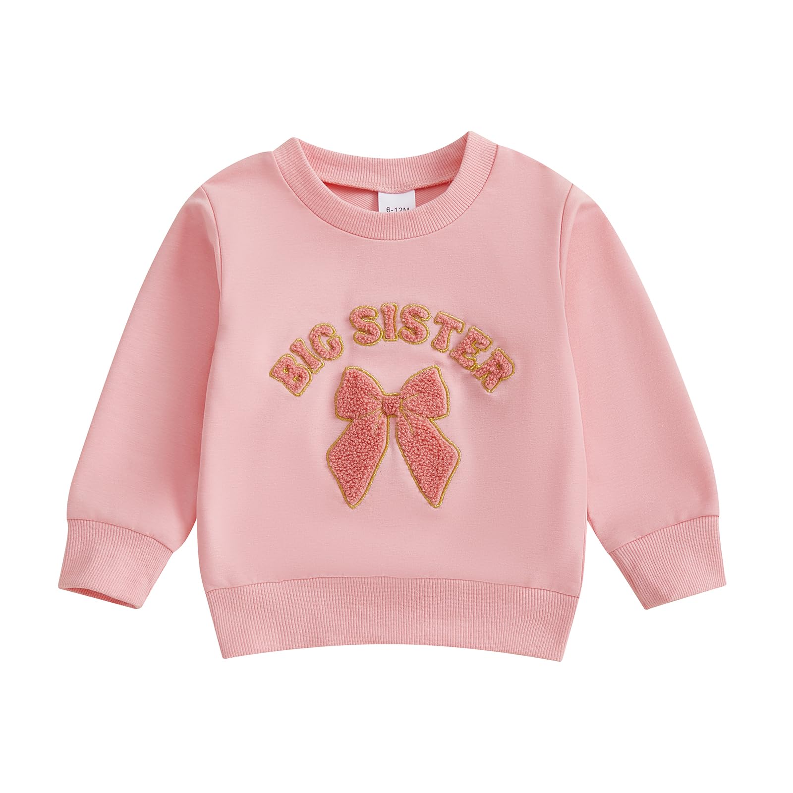 Rourufy Big Sister Little Sister Matching Outfits Toddler Bow Long Sleeve Sweatshirt Infant Cute Jumper Top Fall Clothes (B Big 