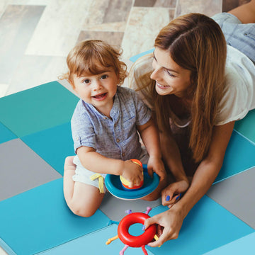 Costzon Toddler Foam Play Mat, Foldable Baby Crawling Mats 58-Inch Square Soft Non Skid Baby Daycare Floor Mat, Thicken Waterpro