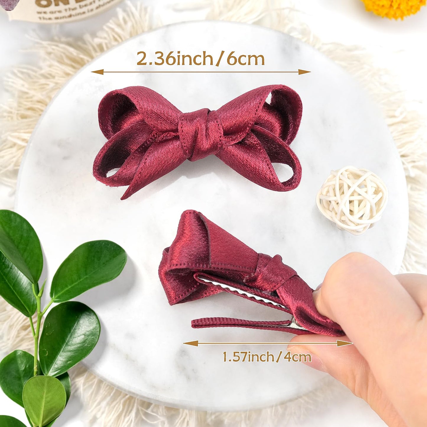 Weenkilly Baby Hair Clips, 10 Pcs 2' Fully Lined Cotton Blend Hair Bows For Babies, Toddlers & Little Girls (Red)