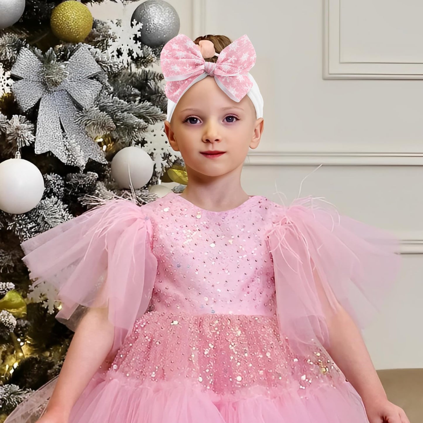 Yanjie Christmas Baby Girls Headbands Red Bow Pink Snowflake Headband Newborn Wide Headwraps Snowman Headband Hair Accessories I