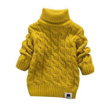 Modntoga Toddler Baby Boys Girls Knit Sweaters Cable Turtleneck High Collar Fall Winter Soft Warm Sweater Pullover Tops(Yellow,2