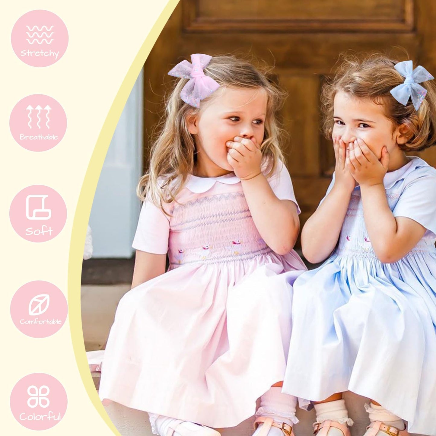 6 Pcs Tulle Hair Bows For Girls, Cn Toddler Bows With Glitter Star Alligator, Colorful Hair Barrettes Wedding Hair Accessories F