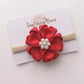 Tinyshiny Baby Girl Flower Headband With Pearl Center  Soft Stretch Nylon Hair Band For Infants, Toddlers & Kids (30+ Colors Av