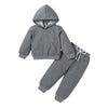Happy Town Toddler Fall Outfits For Girl Boy Long Sleeve Hoodie Top And Long Sweatpants Set Toddler Sweatsuit (Solid Color-Dark