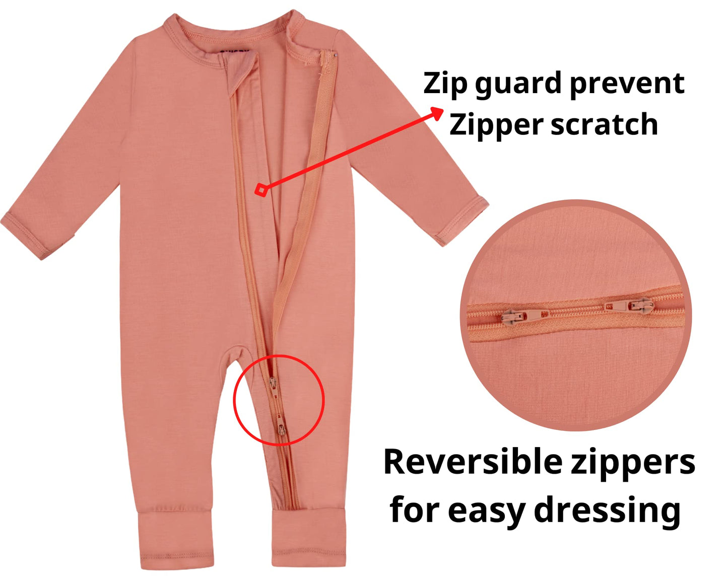 Guisby Rayon Footless Pajamas, Long Sleeve Newborn Zipper Sleepers Baby Boy Orange