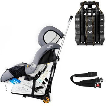 Car Seat Travel Cart with Buckle Webbing for Airport, Carseat Roller Dolly Trolley Luggage Cart, Foldable and Stowable Under Air