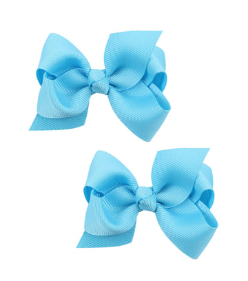 Koolgil Baby Girl's 2Pcs Cute 3 Inch Pure Color Bow-knot Hair Clip for Photography Travel Daily Life (Blue)