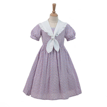 Nuoqi Prairie Dresses For Girls Pioneer Laura Ingalls Wilder Costume Colonial Girls Costume 4-5, Purple