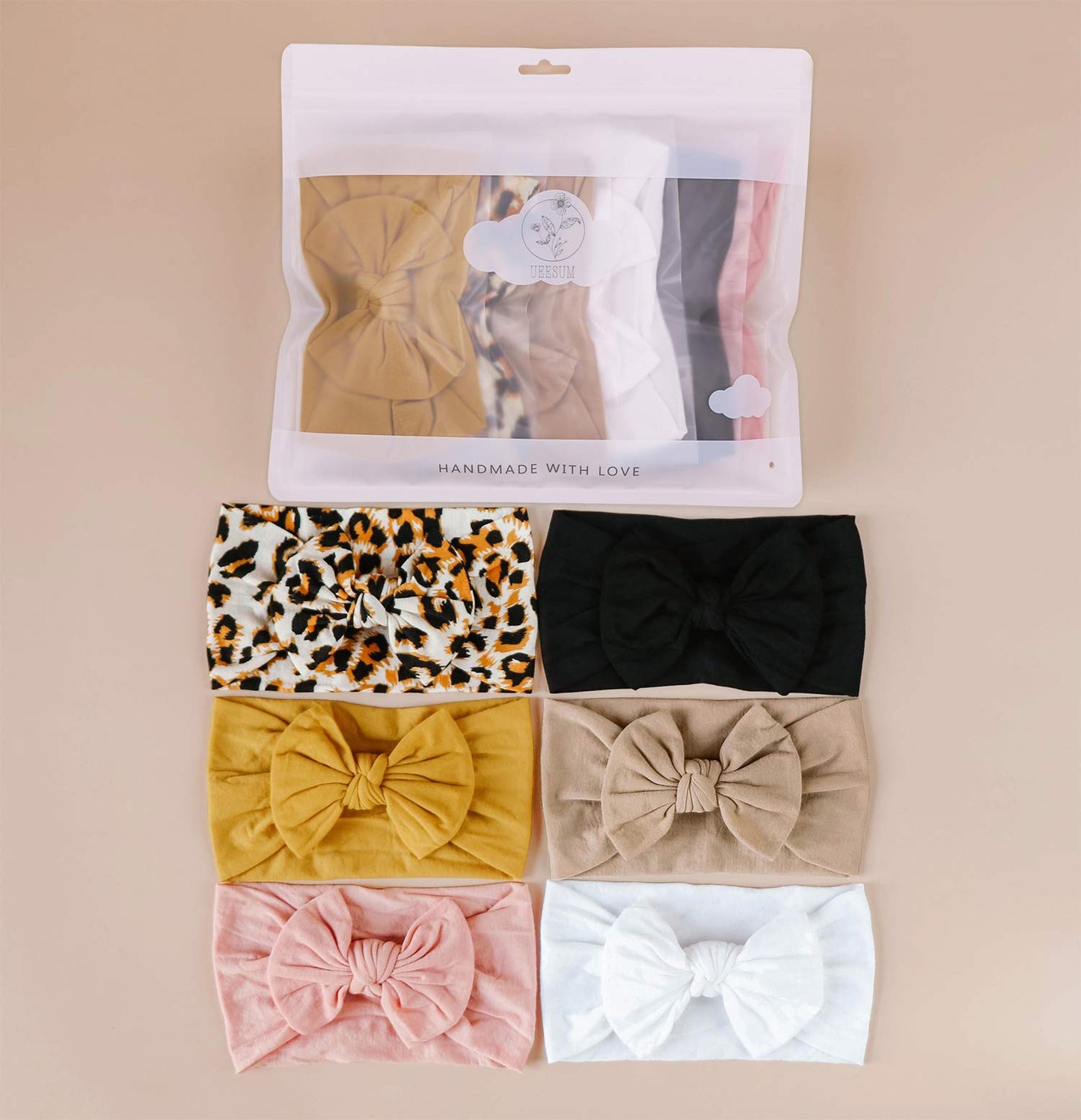 Ueesum Baby Girl Nylon Headbands With Bows Newborn Infant Toddler Headwrap Hair Accessories