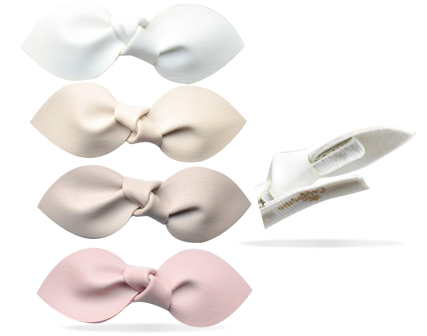 California Tot Non Slip Fully Lined Alligator Faux Leather Bow Hair Clips In Assorted Pack (Organic Set)