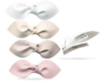 California Tot Non Slip Fully Lined Alligator Faux Leather Bow Hair Clips In Assorted Pack (Organic Set)