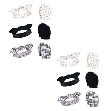 Hudson Baby Baby Girls' Cotton Headband And Scratch Mitten Multi-Pack Set, Xoxo 12-Piece, 0-6 Months