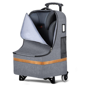 Tonyeee Upgraded Car Seat Travel Bag With Wheels, Car Seat Bags For Air Travel, Car Seat Storage Bag With Foldable Trolley, Padd