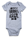 Funnycokid Infant Romper Jumpsuit Clothes My Siblings Have Paws Short Sleeve Bodysuits Cotton, Grey, 70/0-3 Months