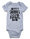 Funnycokid My Siblings Have Paws Onsies Newborn Baby Underwear Short Sleeve Bodysuit Cute Baby Layette Clothes Grey 3-6 Months