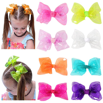 Waterproof Jelly Hair Bows, Multi-colored PVC Summer Swim Pool Bow Clips Transparent Hair Accessories for Girls Toddler Infants 