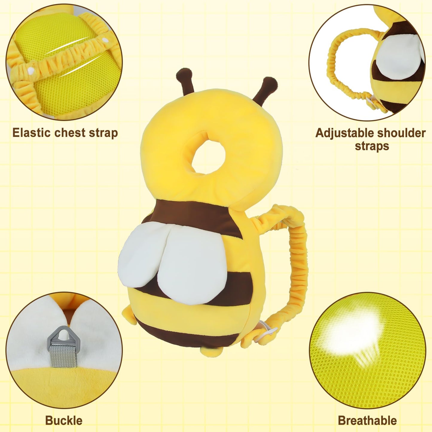 Baby Head Protector Backpack With Toddler Leash, Anti Lost Wrist Link, Adjustable Toddler Head Protection Backpack, 3 In 1 Cute