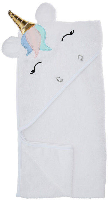 Hudson Baby Unisex Baby Cotton Animal Face Hooded Towel, Multicolor Unicorn, One Size