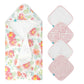 Baby Bath Towel 30 x 30, Newborn Hooded Baby Towel with 4 Washcloths  Ultra Absorbent and Soft Cotton Terry Hooded Bath Towel
