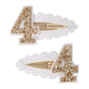 Jissoo 4Th Birthday Hair Clip For Baby Girls - White Glitter Number 4 Hair Accessory, First Birthday Party Decorations, Girl Bir