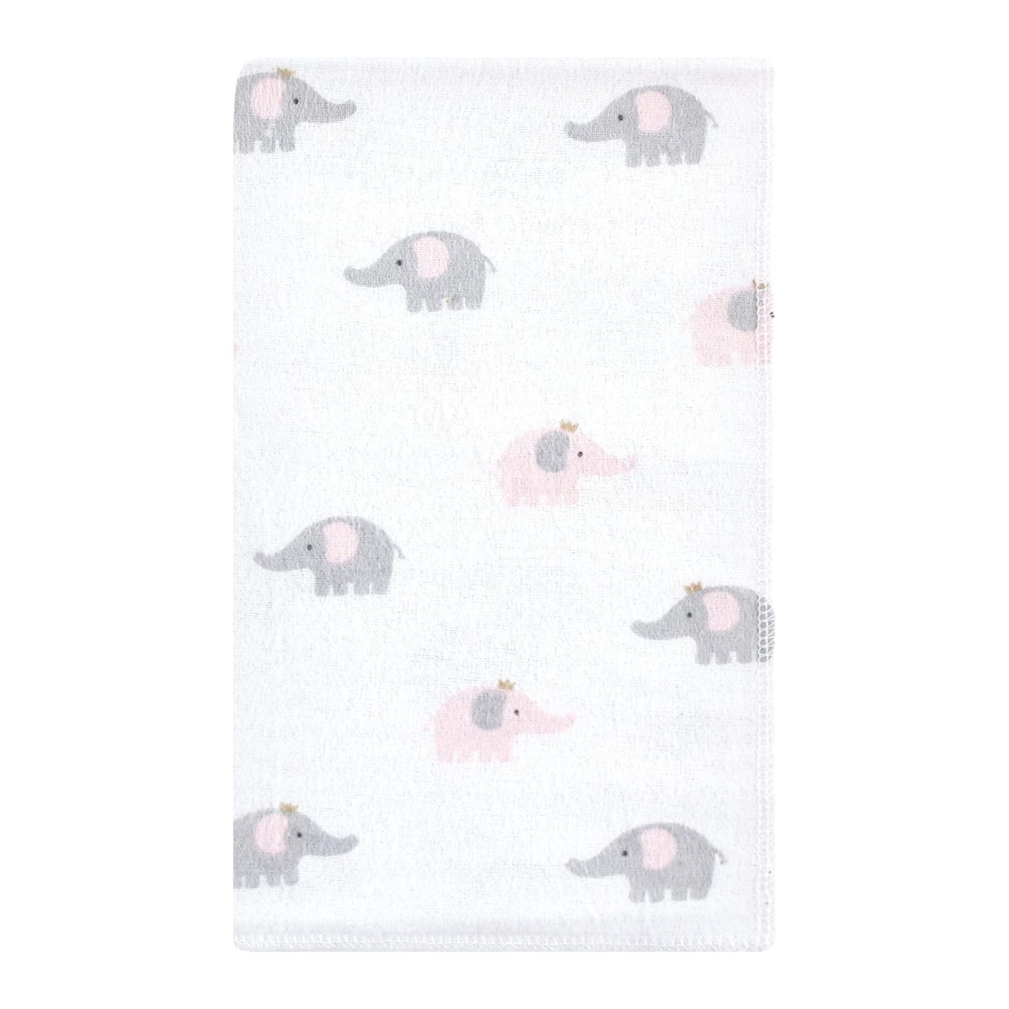 Hudson Baby Unisex Baby Cotton Flannel Burp Cloths, Pink Gray Elephant, One Size