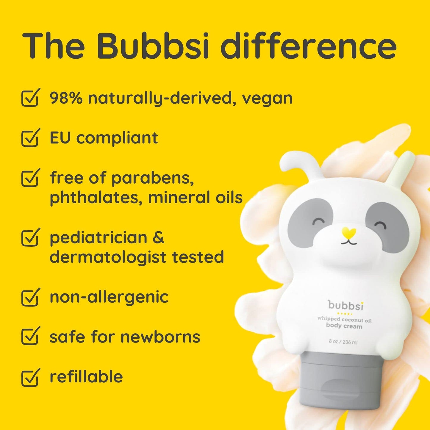 Bubbsi Whipped Coconut Oil Baby Lotion For Eczema, Dry Skin, Baby Acne, Kp | Organic Coconut Oil, Shea Butter, Vitamin E | Light