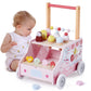 Labebe Wooden Baby Walker, Push Activity Walker For Kids 12M+, Multifunctional Ice Cream Cart Activity, Adjustable Speed Learnin