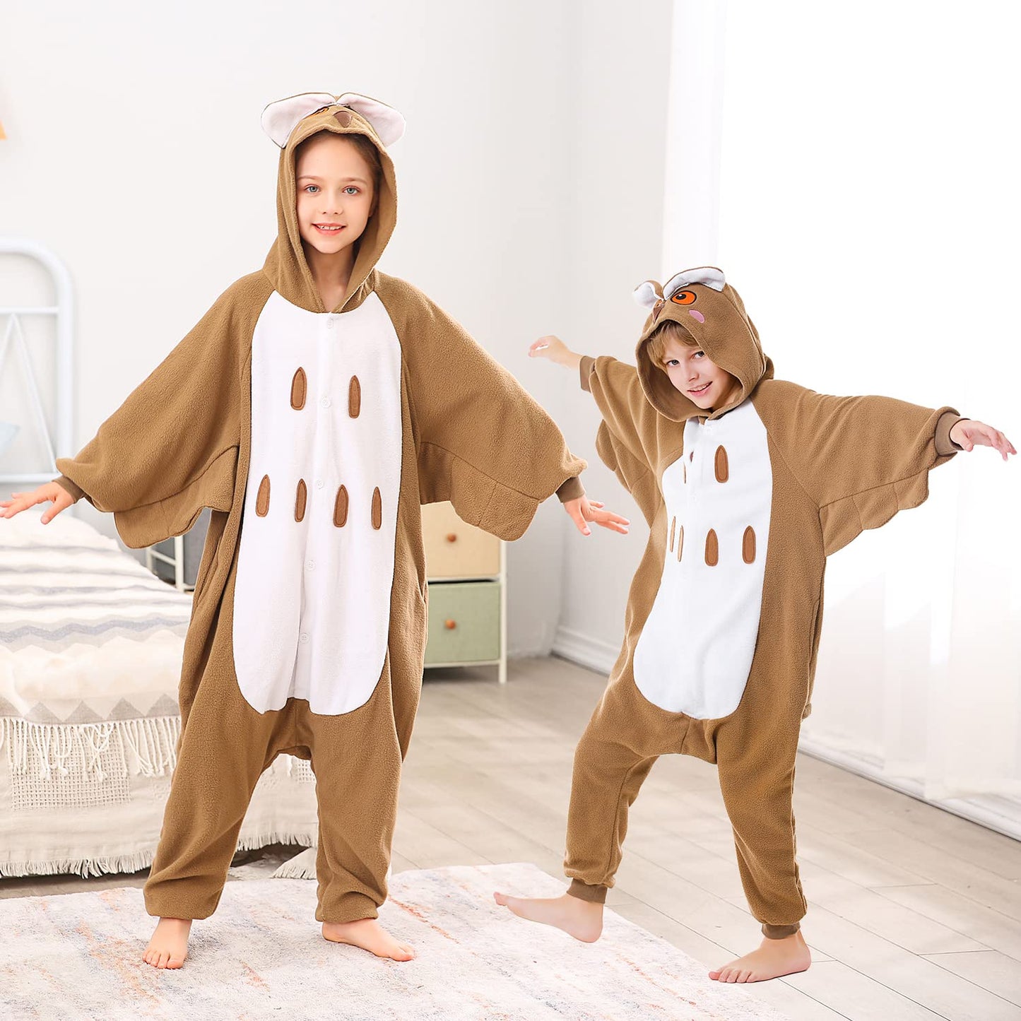 Canasour Owl Onesie Kids Animal Halloween Cosplay Costume For 5T Girls Unisex Outfuit One Piece Hooded Soft Pajamas Brown Party