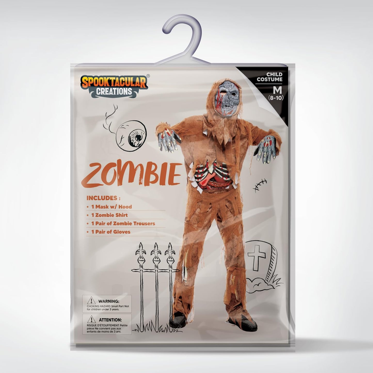 Spooktacular Creations Halloween Swamp Skeleton Living Dead Costume, Brown Zombie Costume For Halloween Kids Monster Role-Playin