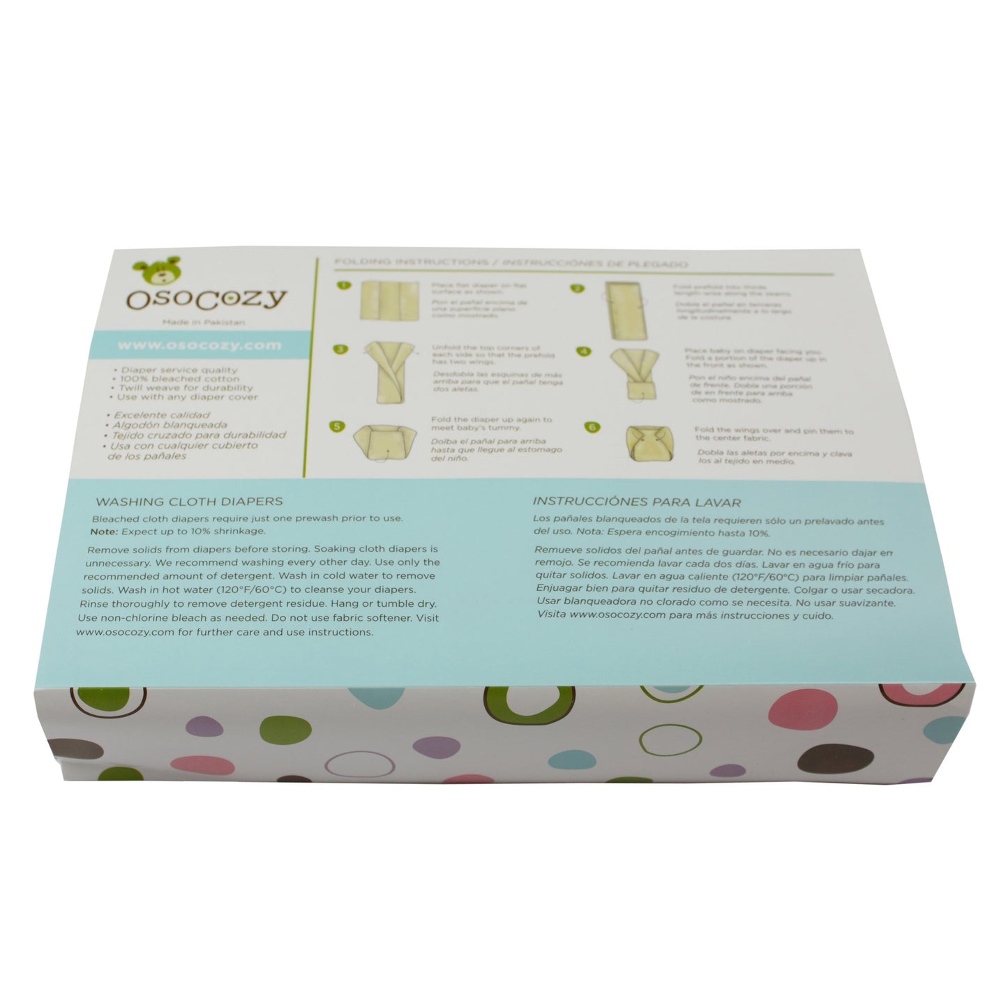 OsoCozy Prefolds Bleached Cloth Baby Diapers, Size 1 (7-15 lbs), Soft, Absorbent and Durable 100% Natural Cotton, Our Top Sellin