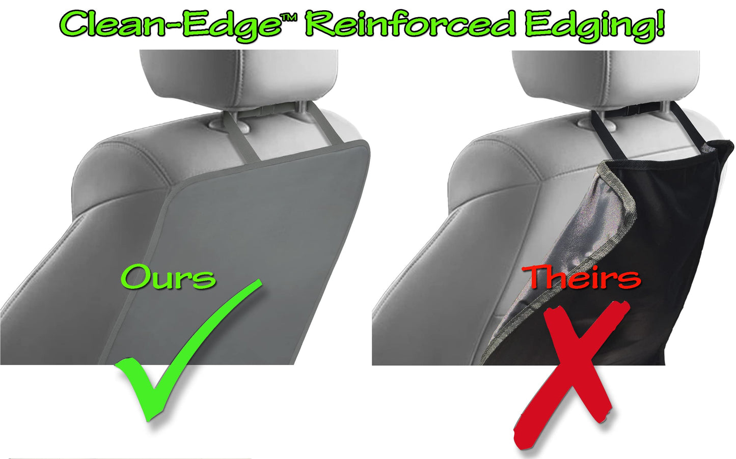 Tike Smart Luxury Clean-Edge Kick Mat W/Mesh Pocket - Seat Back Protector And Seat Cover With Invisible Strap And Stiff Edging -