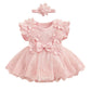 Infant Baby Girl Lace Romper Baby Tulle Dress Romper Flowers Bodysuit Spring Summer Festival Clothes with Headband (Pink, 0-3 Mo