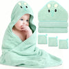 Sublaga 4 PCS Baby Towel Set, Hooded Bath Towel for Infants, Toddlers and Kids, Soft Animal Baby Bath Towels & 3 PCS Washcloths,