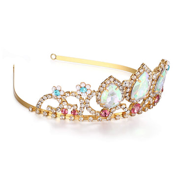Girls Birthday Gift Rapunzel Aurora Borealis Stone Sparkle Gold Tiara Halloween Princess Tangled Costume