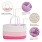 Baby Diaper Caddy Organizer, Extra Large Cotton Rope Nursery Diaper Basket, Changing Table Organizer, Portable Tote Bag With Div