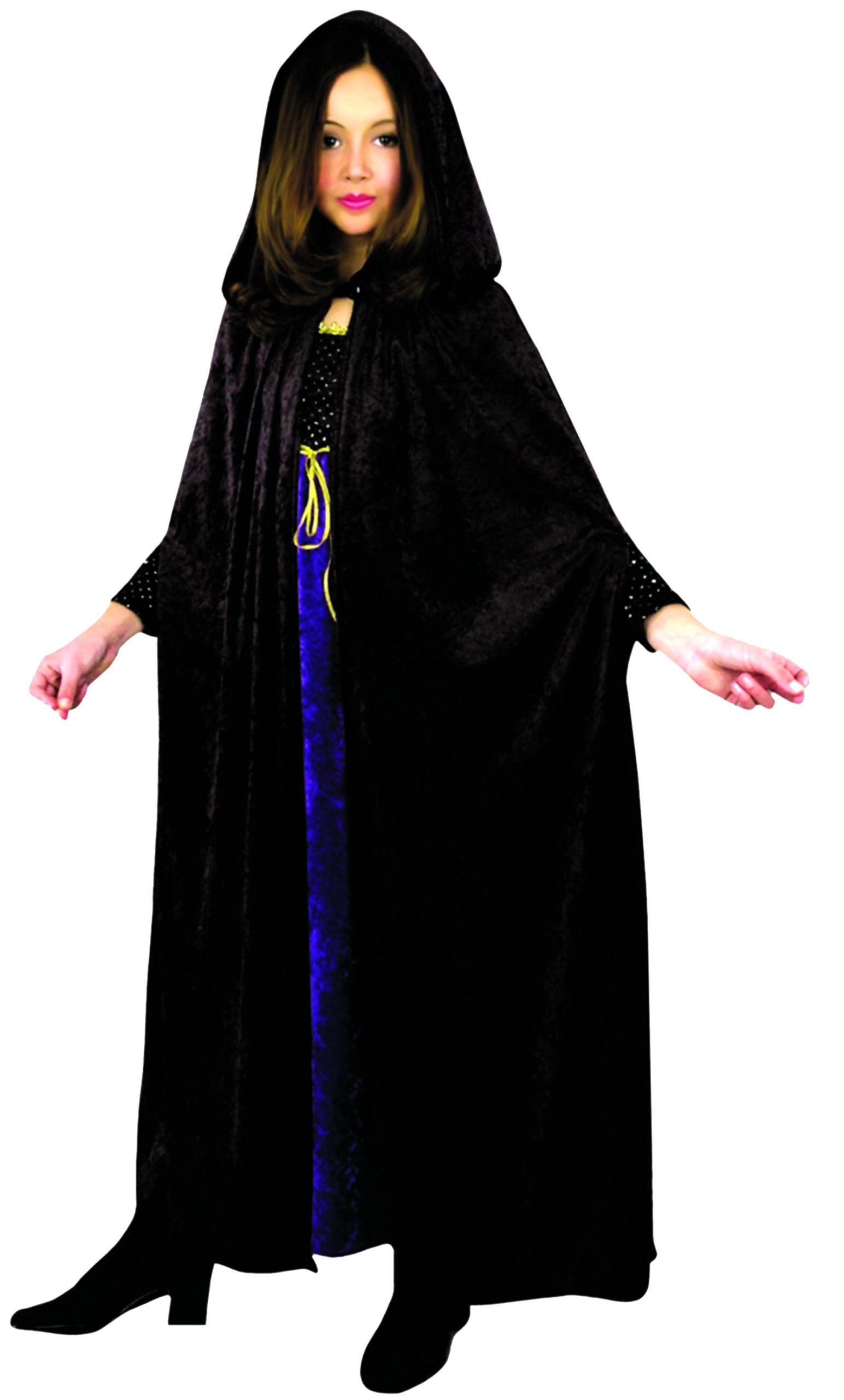 Charades Panne Velvet Children'S Costume Cloak, Black