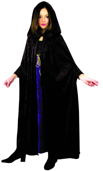 Charades Panne Velvet Children'S Costume Cloak, Black