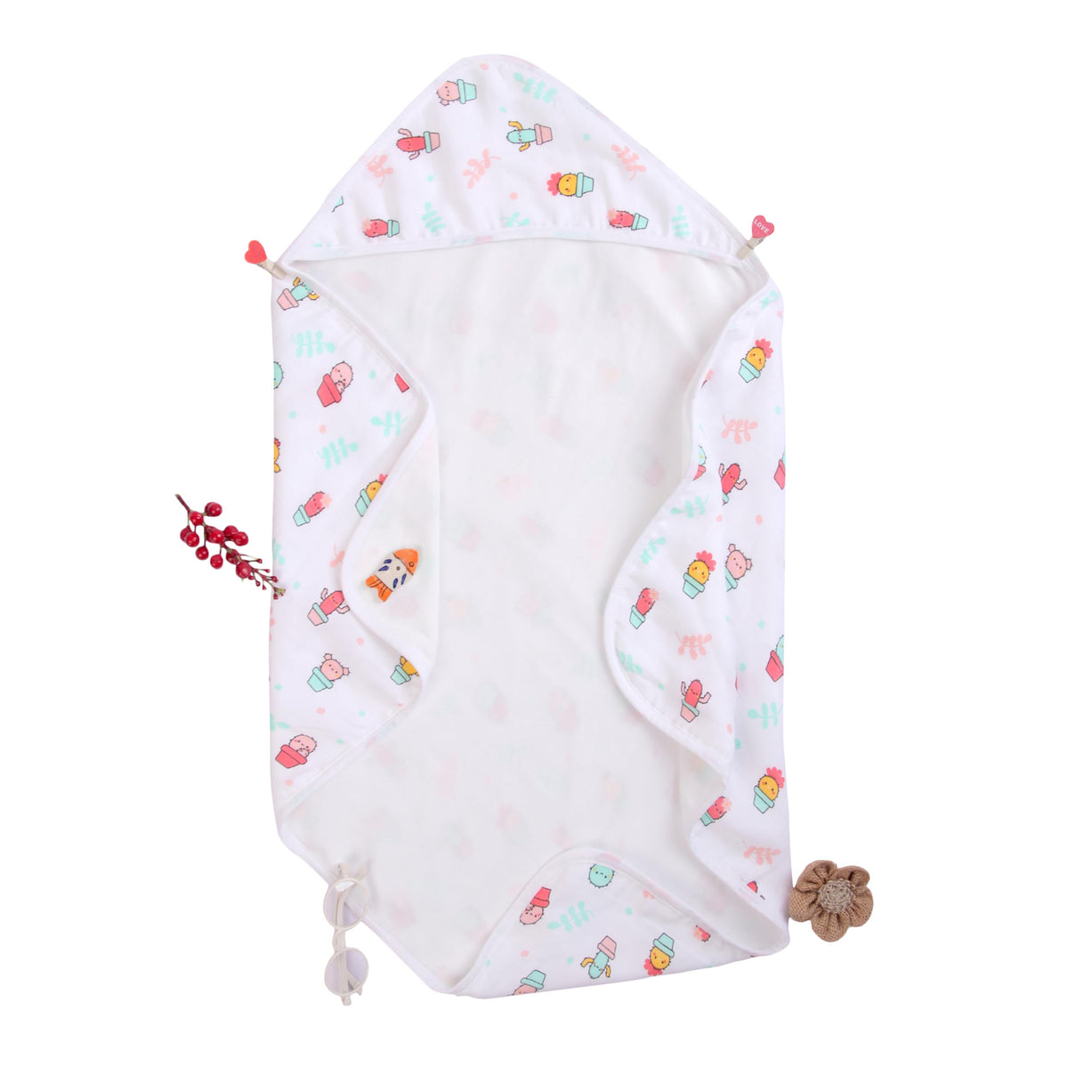 Bibs&cribs Muslin Baby Towel Extra Soft Towels for New Born 0 to 3 Years Hooded Wrap for Newborn Infant Toddler Swaddler Quick D