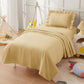 KKJIAF 3 Piece Toddler Sheet Set Microfiber, Includes a Flat Sheet, a Fitted Sheet and a Ruffle Pillowcase, Gold
