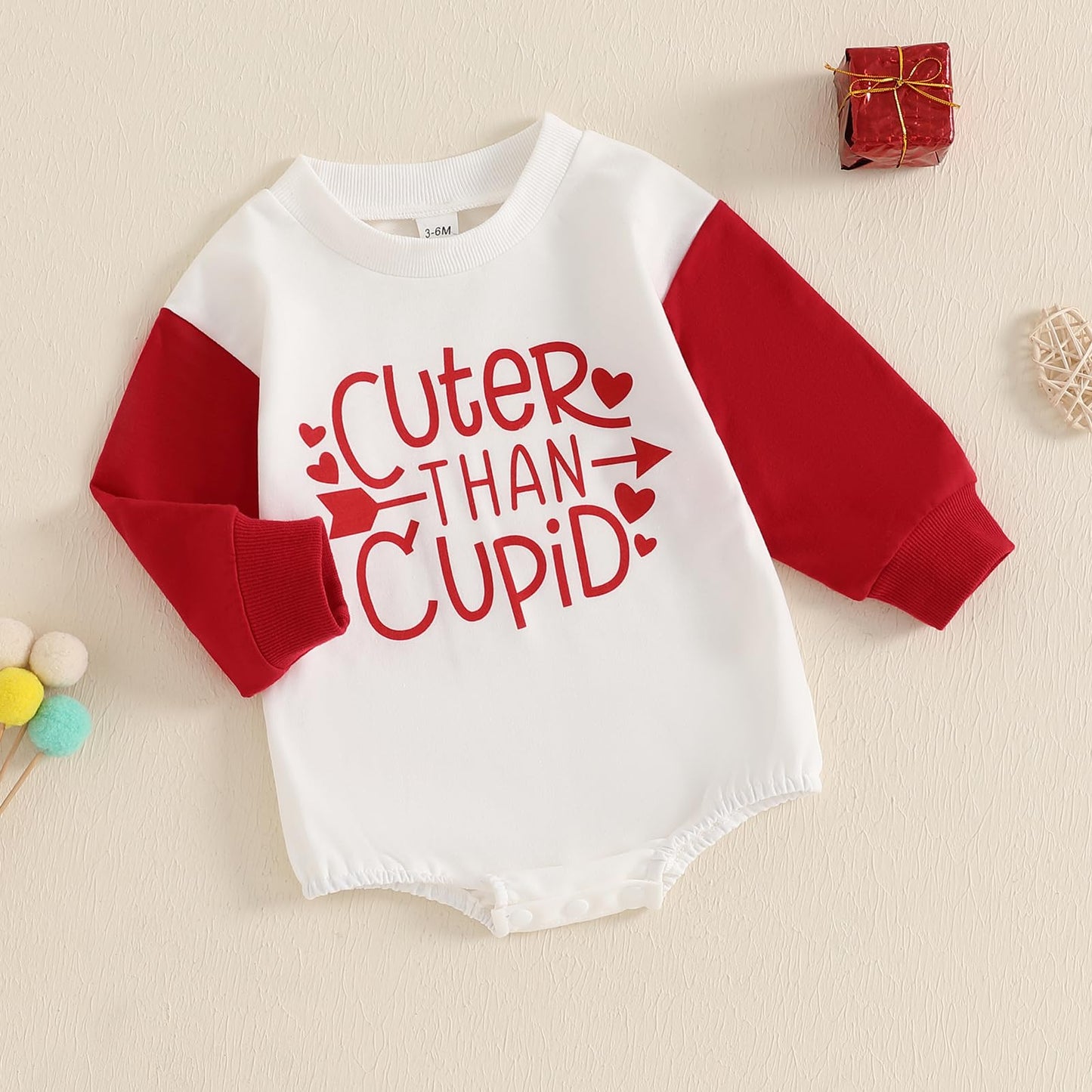 Fiomva Valentines Day Baby Girl Outfit Infant Sweatshirt Bubble Romper Newborn Bodysuit Cute Toddler Fall Winter Clothes (B Cute