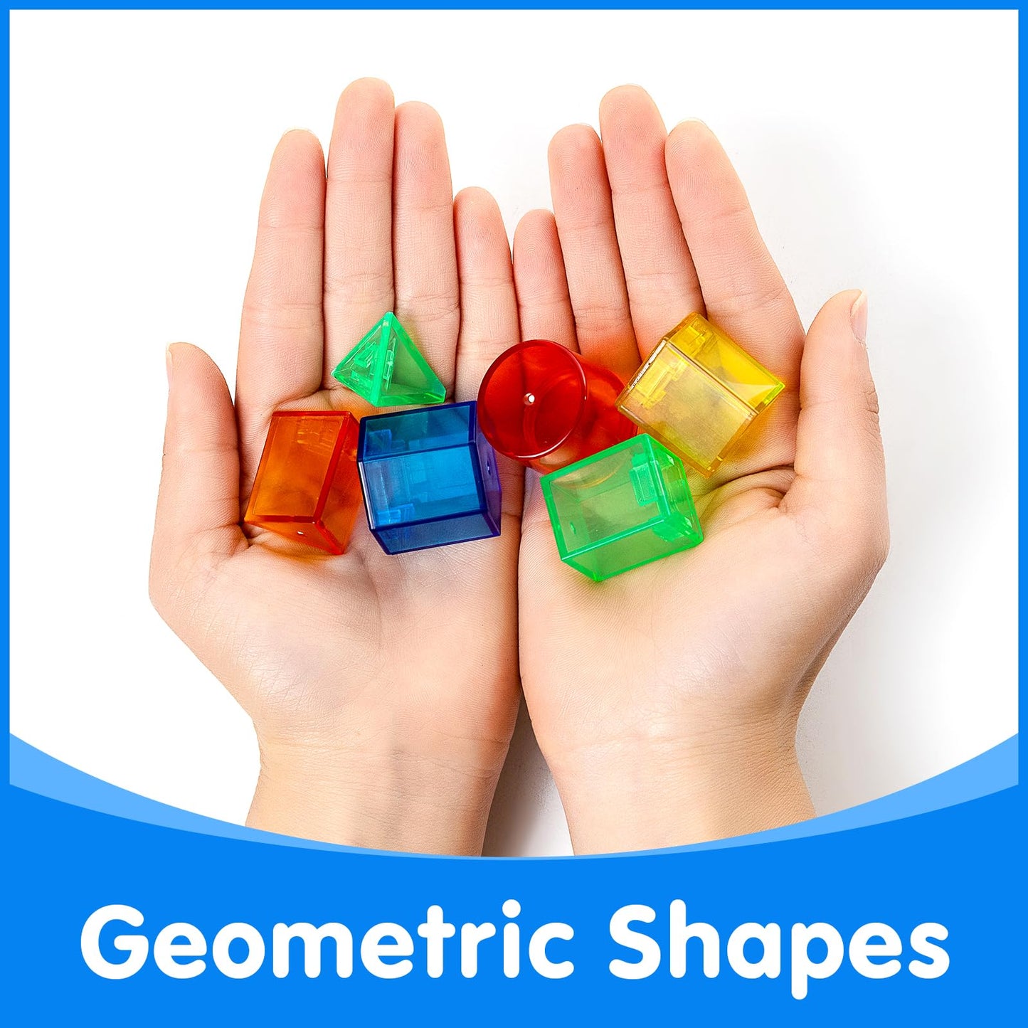 Odoorgames 60 Pieces 3D Shapes for Teaching - Geometric Solids for Kids,Light Table Manipulatives,Translucent Toy for Light Tabl