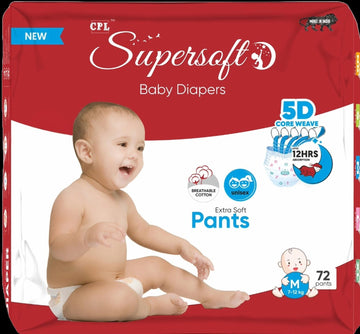 Cplsupersoft Baby Diaper Pant Style | Up To 12 Hours Absorption | Medium | 712 Kg | Pack Of 1 (72 Pieces)