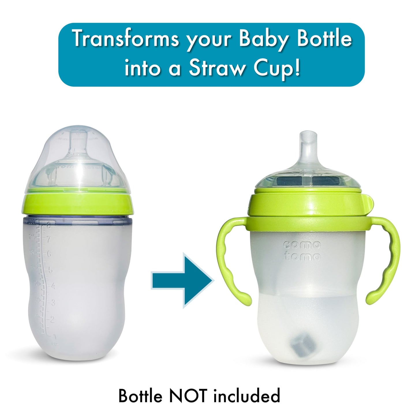 Straw Cup Conversion Kit For Comotomo Baby Bottles 2-Count, Food Grade Silicone Straw Nipples, All Silicone Weighted Straw, Bott