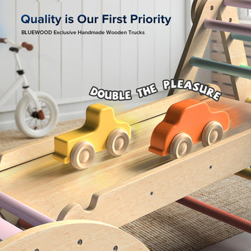 Bluewood Pikler Triangle Set 7In1 Foldable Baby Climbing Toys Wooden Montessori Climbing Set With Arch&Ramp&Ladder Baby Climber