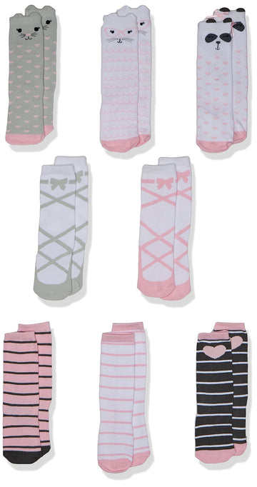 Hudson Baby Unisex Baby Cotton Rich Knee-High Socks, Pink Panda, 0-6 Months