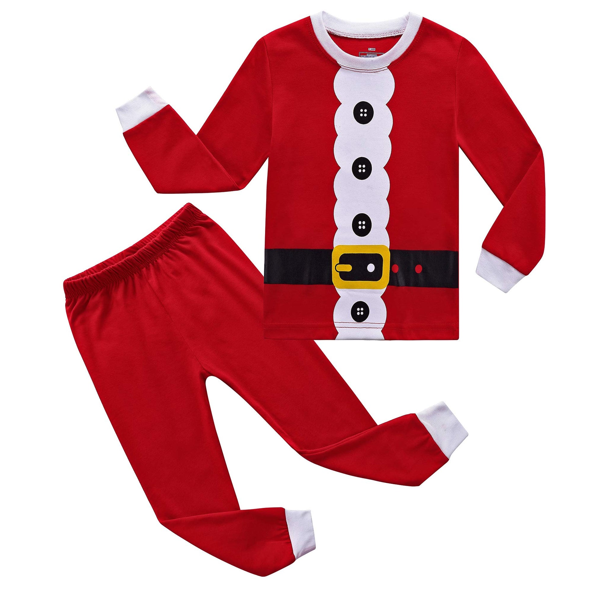 RKOIAN Little Boys Girls Pajamas Sets Toddler Santa Christmas Pjs 100% Cotton Kids Sleepwears (4T, Red/Christmas)